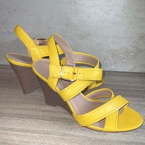 J. Crew Lena Wedges Golden Sunflower Yellow Women Size 8.5